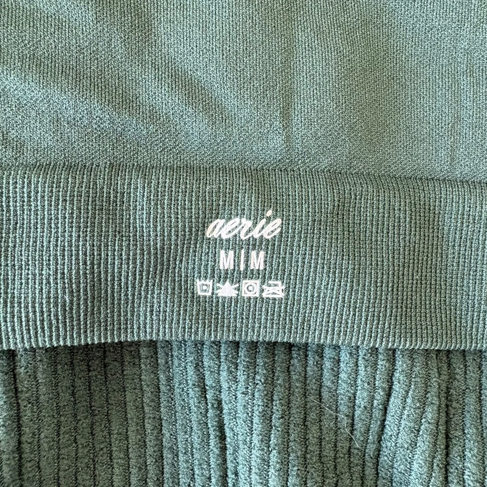 Aerie Bra Womens Green Ribbed Sycamore Seamless Ring Longline Bralette Size M - Picture 8 of 10